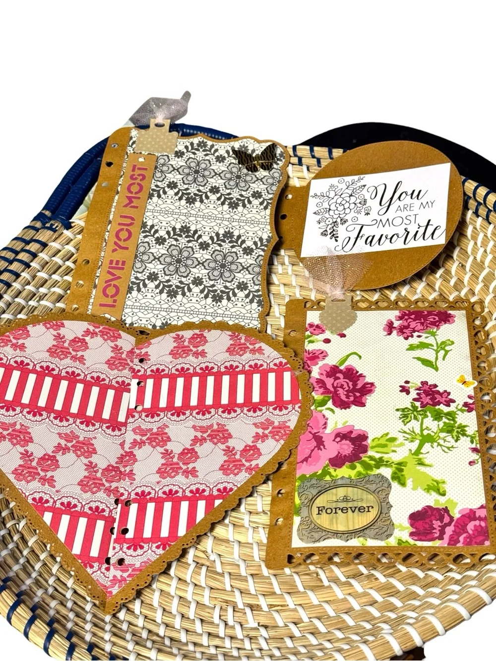 Junk Journal Scrapbooking 9 Pc Love Bridal Western 3-D Handmade 6-Ring Book